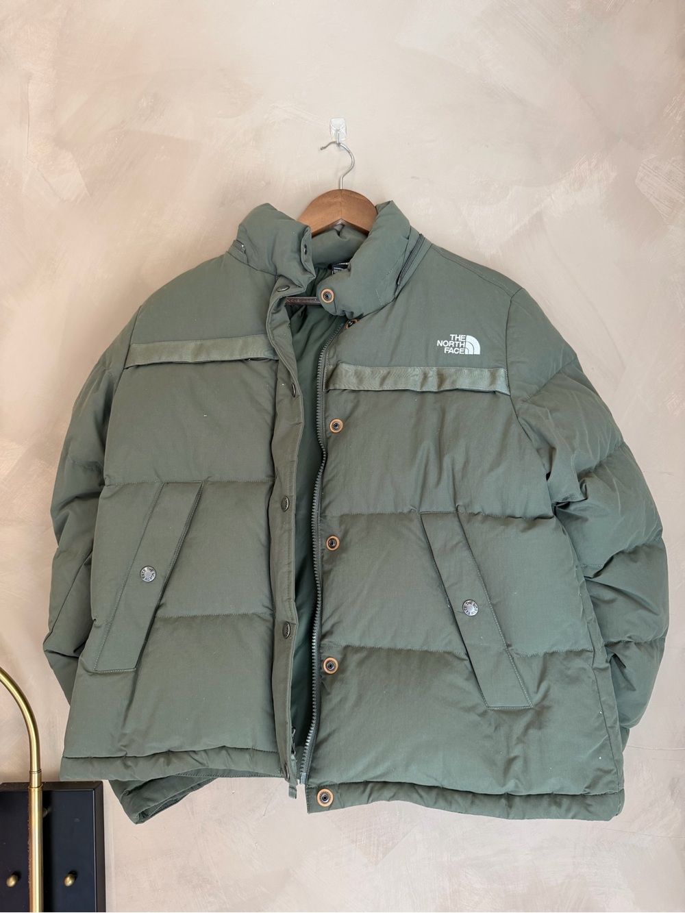 The North Face Men's Olive Green Quilted Puffer Jacket